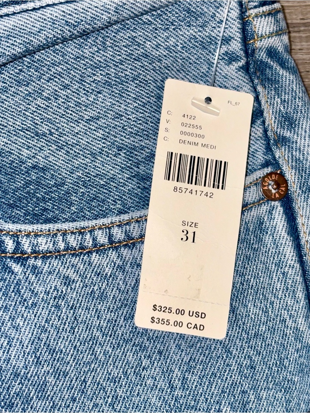 Agolde Ryder High-Rise Leather-Panel Jeans size 31 NWT $325 regular price - Picture 6 of 9
